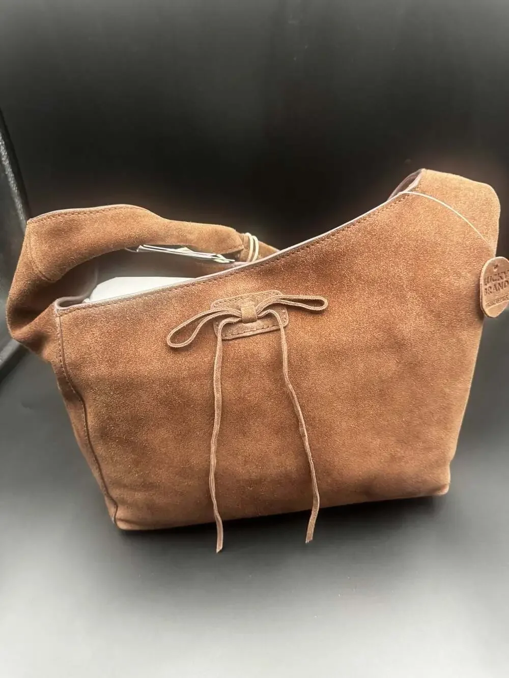 Lucky Brand Brown Suede Tie Hobo Shoulder Bag